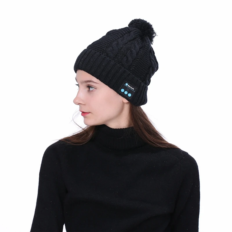 Newly Warm Beanie Hat Wireless Bluetooth Smart Cap Headset Headphone Speaker with Mic