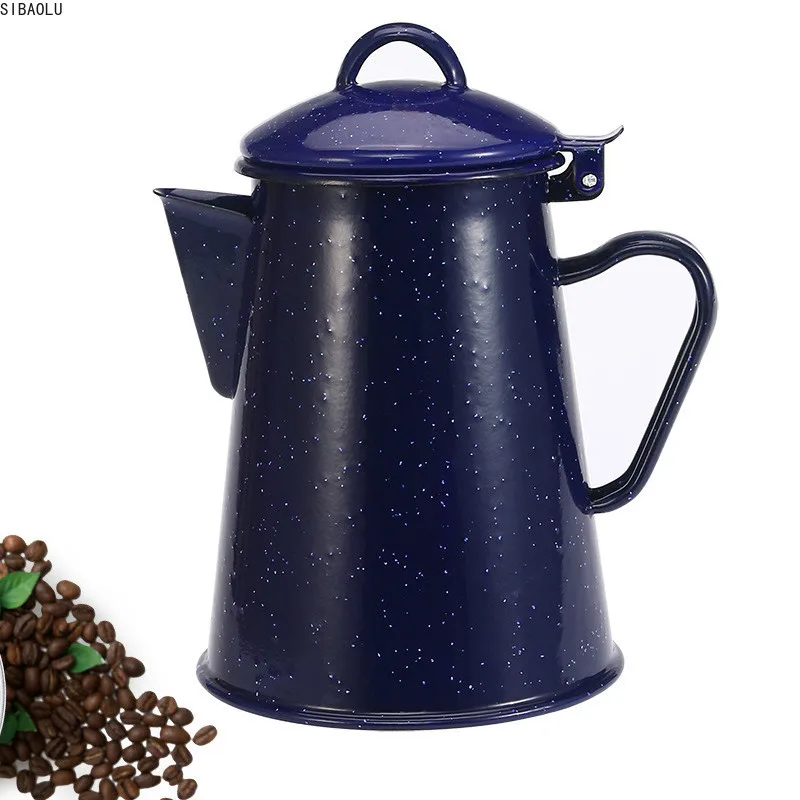 

Coffee Pot Enamel Coffee Kettle High Quality Hand Tea Water Kettle Teapot Vintage Home Decor Starry Sky Blue Teapot