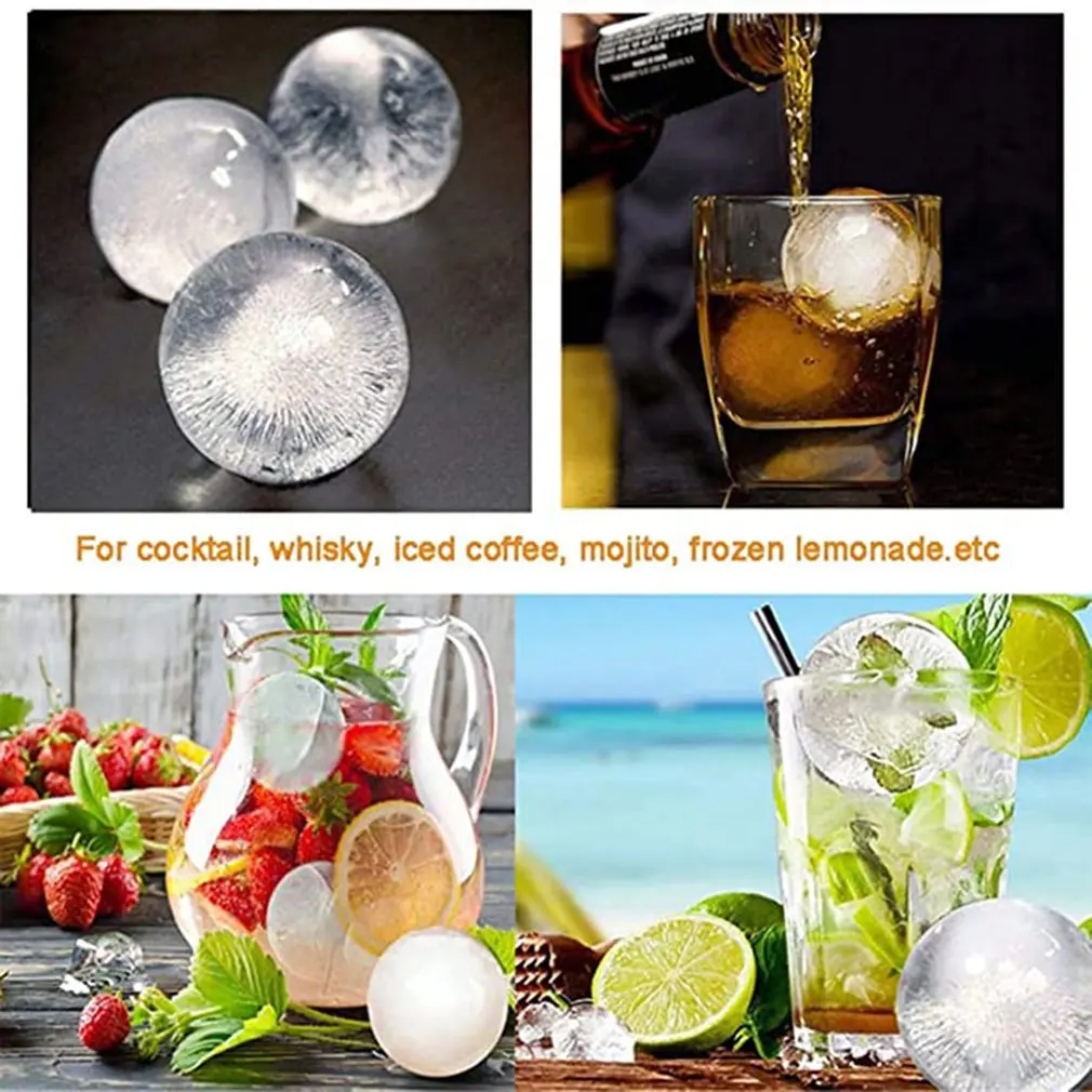 Round Ice Cube Mold Jumbo 2.5' Whiskey lce Ball Mold Scotch Ice Sphere Non  Alcoholic Drinks Silicone Ice Mold moldes de helado - AliExpress