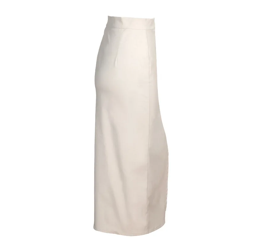 Элегантная Офисная Женская юбка-карандаш, однотонная бежевая юбка с разрезом и высокой талией, винтажная зимняя женская облегающая длинная юбка, faldas mujer
