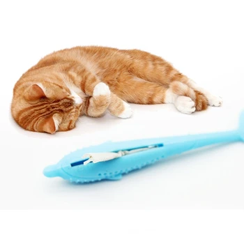 

Cat Toothbrush Toy Silicone Fish Shape With Catnip Teeth Cleaning Toy For Cats Pet Eco-Friendly Silicone Molar Stick