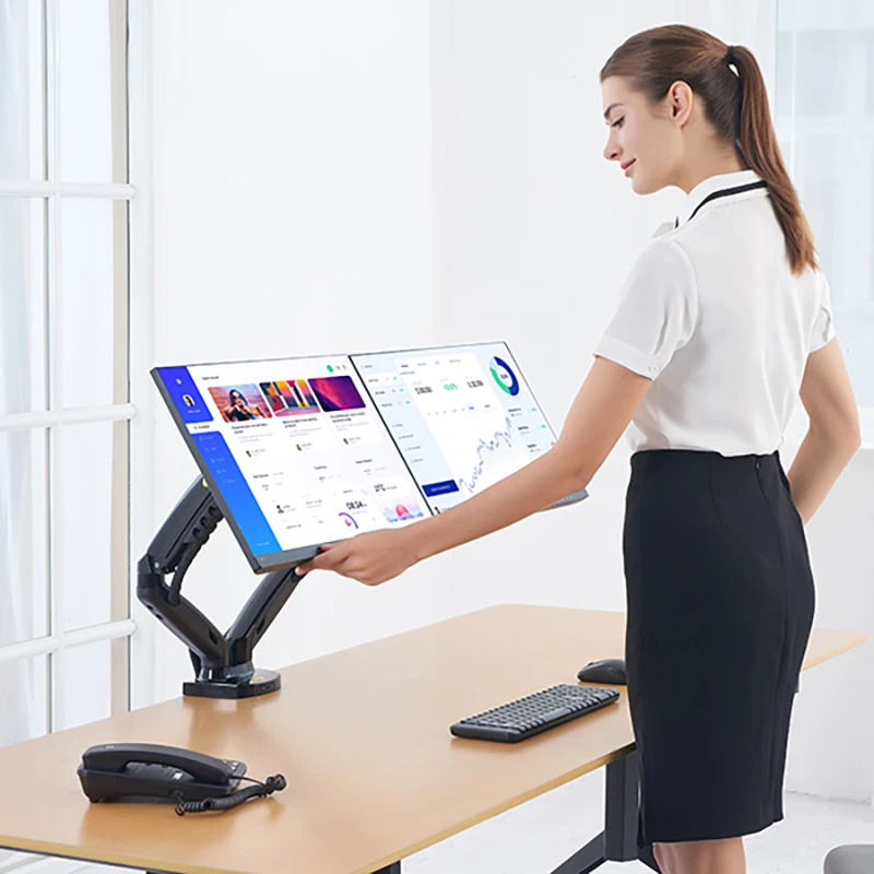 movimento completo duplo braço monitor suporte 17-27