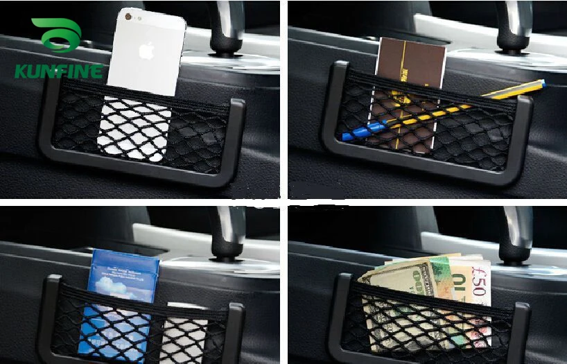 Car Multifunctional Phone Storage Net String Bag Phone Holder Ticket Pocket E