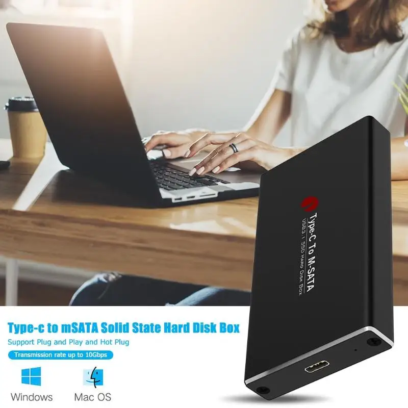 10 Гбит/с USB3.1 USB 3 0 Тип C к MSATA SSD корпус чехол жесткий диск коробка внешний мобильный