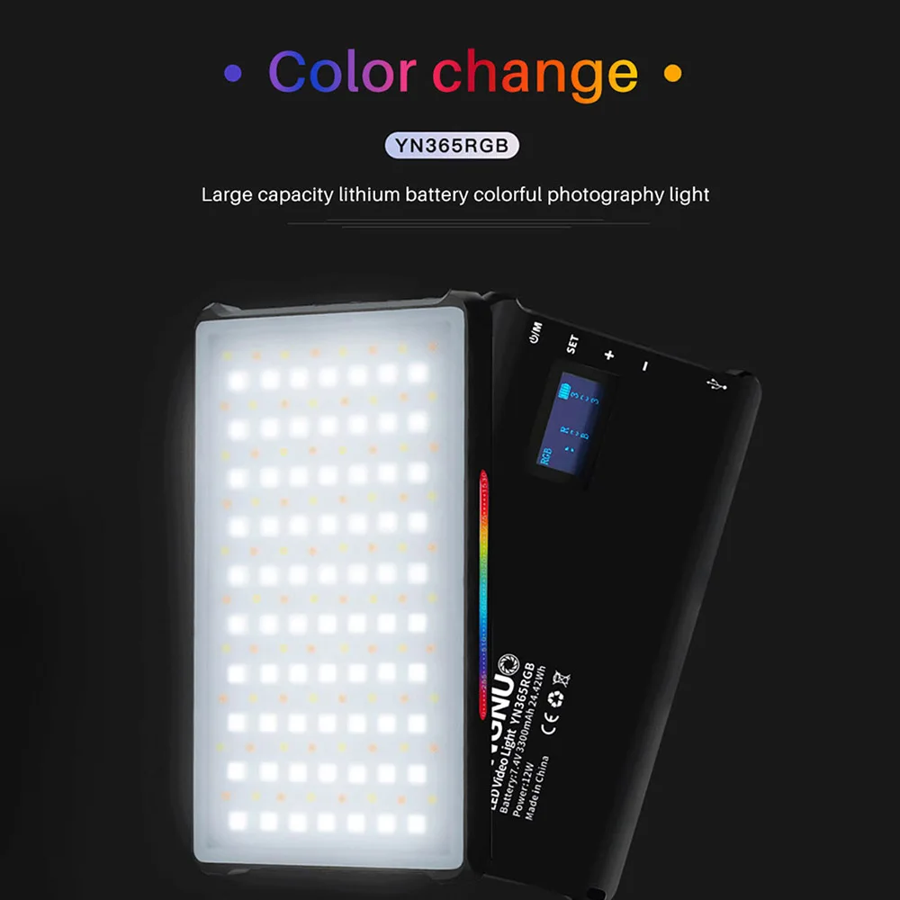  YONGNUO YN365 RGB LED Video Light 12W Pocket On Camera Colorful Photography Lighting For Canon Sony - 4000255832855