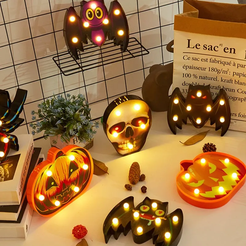 

Halloween LED Night Light Pumpkin Ghost Skull Holiday Lights Battery Power Home Bar Bedroom Decorative Lamp Gift Lighting Decor