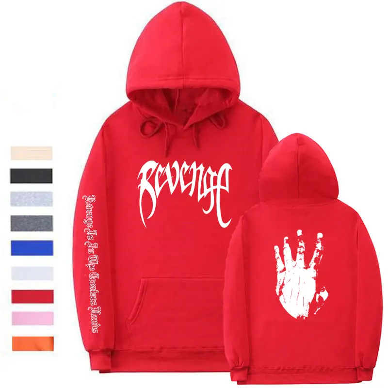 Red-BAI012 Xxxtentacion Revenge винтовые манжеты на резинке толстовки для мужчин/женщин уличная Rapper хип хоп свитер с капюшоном - Цвет: Red-BAI012