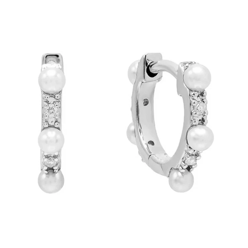 Women's Earrings pendientes plata 925 Pearl Earrings Bohemian Fashion Jewelry Korean 925 Silver Hoop Earring orecchini donna