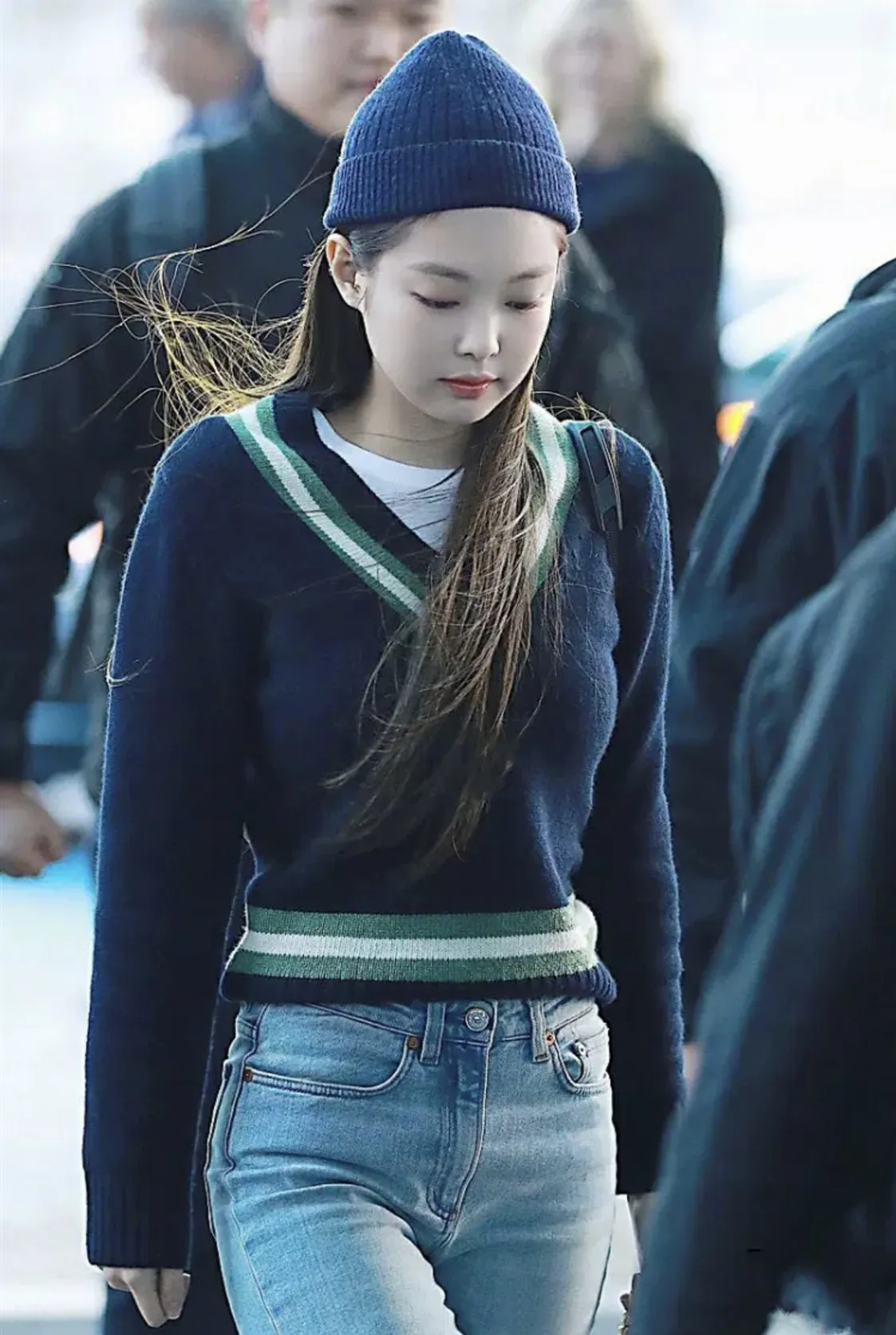 Kpop Blackpink JENNIE same Модный пуловер, топы для женщин, тонкий свитер, женская уличная одежда, Короткие вязаные свитера с v-образным вырезом