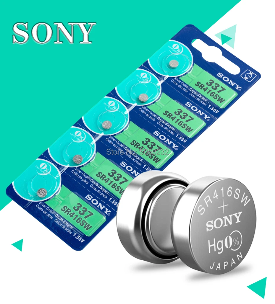 25 шт./лот, Оригинальная батарея для часов sony 1,55 V 337 SR416SW с оксидом серебра LR416 337 SR416SW, батарейка для монет, сделано в Японии, 0% Hg
