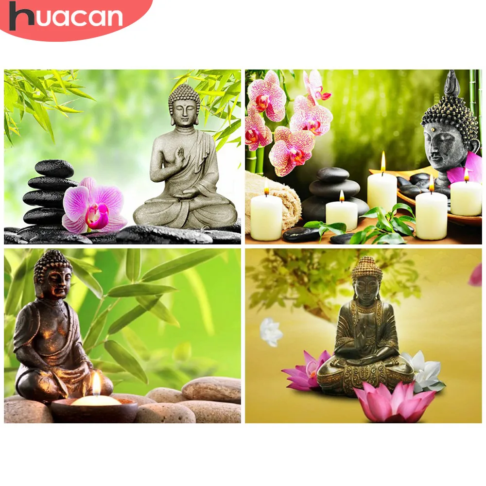 HUACAN 5D Diamond Painting Full Square Drill Buddha Embroidery Sale Cross Stitch Religion Home Decoration | Дом и сад