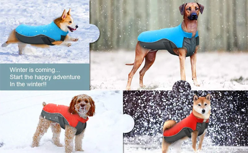 Reflective Windproof Waterproof Dog Winter Coat Warm Sport Vest Jackets Snowsuit Apparel for Small Medium Large Dogs Dog costume