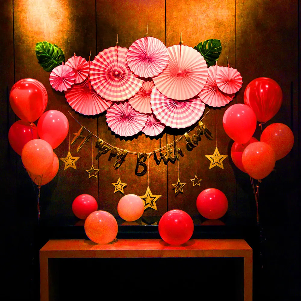 Flower latex Balloons Flag Garlands Fan Paper Ball Tissue Pom Poms Baby Birthday Party Decoration | Дом и сад