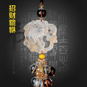 

Automobile Hanging Ornament Rearview Mirror Car Accessories Crystal Dull Polish Coloured Glaze Pixiu Lucky Safeness