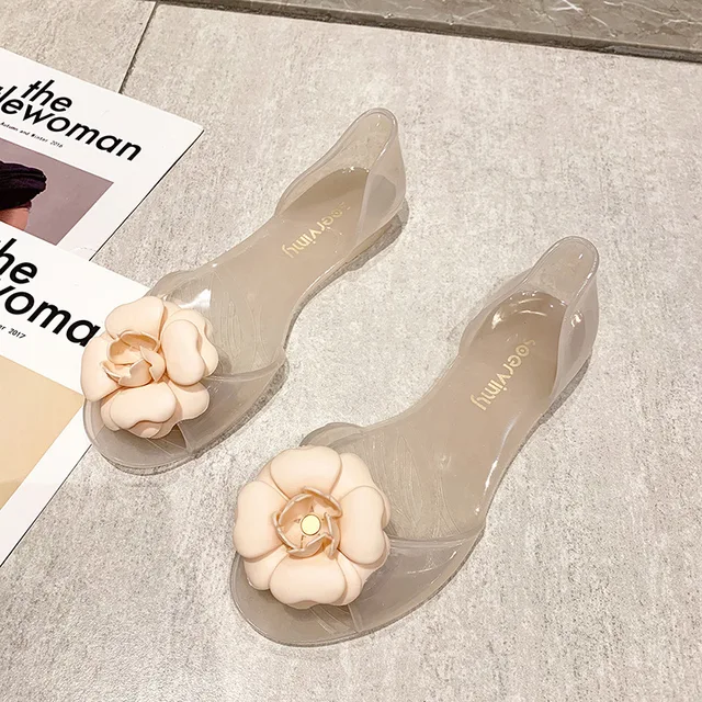 Plastic Jelly Shoes Women Flower Flats Sandals 2021 New Female Slip On Jelly Sandals Shoes Slip On Summer Footwear 6