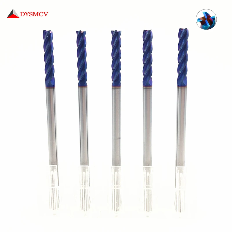 

1PC HRC65 4mm End Mill 4 Flute D4*15*75 75mm Long Fattened End Mills Straight Slim Shank nACo-Blue Coated Milling Cutter
