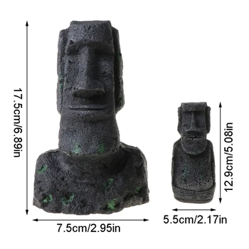 

Resin Ancient Easter Island Stone Head Statue Aquarium Ornament Fish Tank Decor B2QB