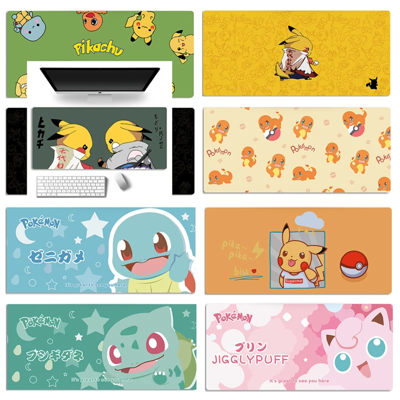 Коврик для мыши Pikachu с покемоном Сквиртл Большой Аниме-коврик Милый игровой