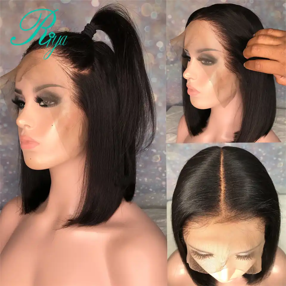 13x6 150 Myod Blondinka S Effektom Degrade Perehod Ot Temnogo K Cvet 30 Korotkie Pryamye Bob Vyrezat Tupym Korotkaya Strizhka Sinteticheskie Volosy Na Kruzheve Chelovecheskih Volos Pariki Dlya Chernokozhih Dlya Zhenshin Indijskie