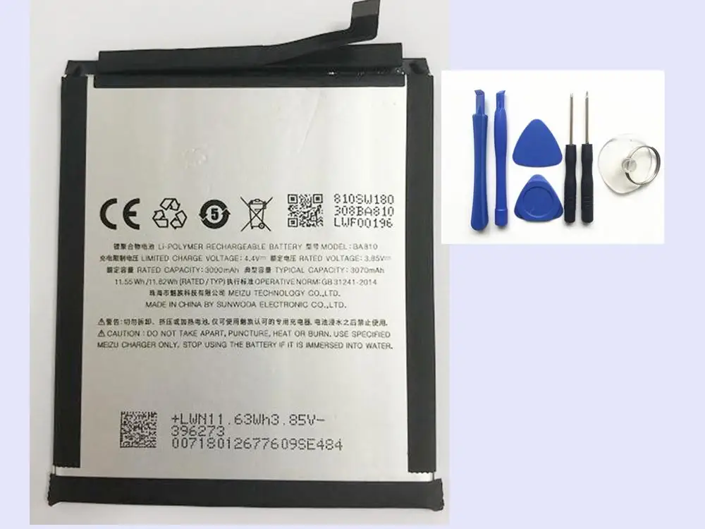 

Original 3.85V 3070mAh/11.82Wh BA810 Replacement Battery For Meizu M8C M810H smartphone Built-in Li-ion bateria+track code