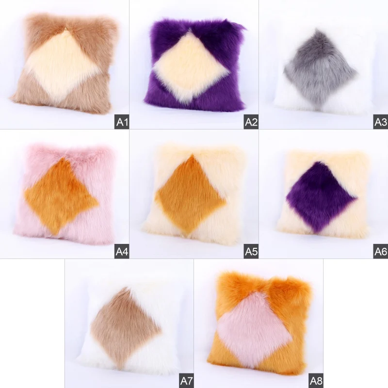 8 Colors Soft Plush Patchwork Color Design Pillowcase Home Decoration Pillow Cover Car Sofa Pillow Cushion Covers 40x40cm