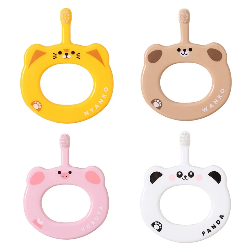 

1Pc Lovely Cartoon Baby Training Toothbrush Child Kids Toothbrush Hand Ring Anti-card Throat Soft Hair Toothbrush Dental Care