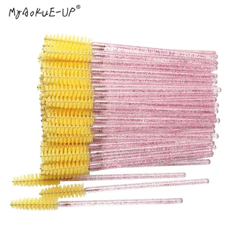 

Fashion Makeup Tools Eyelash Extension Disposable Crystal Eyebrow Comb Eyelash Mascara Wand Pink Eye Lashes Brush