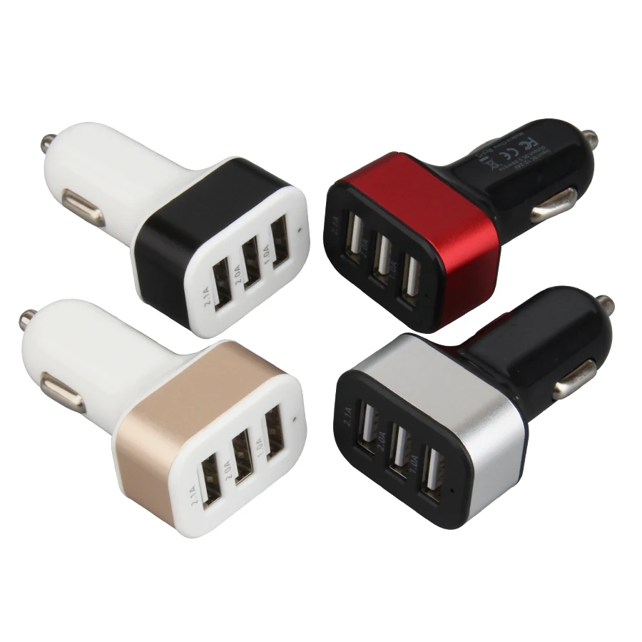El mejor cargador adaptador USB Triple para coche cargador de enchufe de Metal 3 puertos teléfono cargador rápido para Samsung para iPhone 500 piezas|Cargadores de móvil| - AliExpress