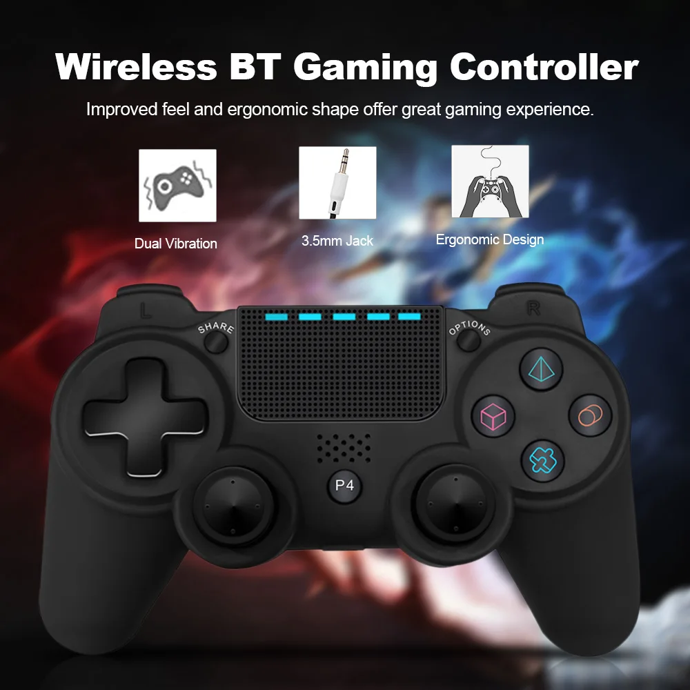 Беспроводной Bluetooth джойстик игровой контроллер двойной вибрации с 3,5 мм аудио разъем совместим для Playstation 4 PS4 DualShock 4