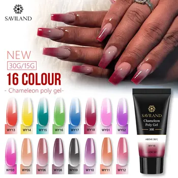 

SAVILAND 30ml Temperature Change Poly Gel Thermal Quick Building Acrylic Poly Gel Soak Off UV LED Builder Nail Art Gel Polish