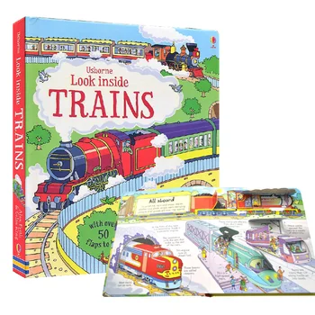 

English 3D Usborne Look Inside Trains Picture Book Education Kids Cardboard Learn English Word Toys for Children Montessori