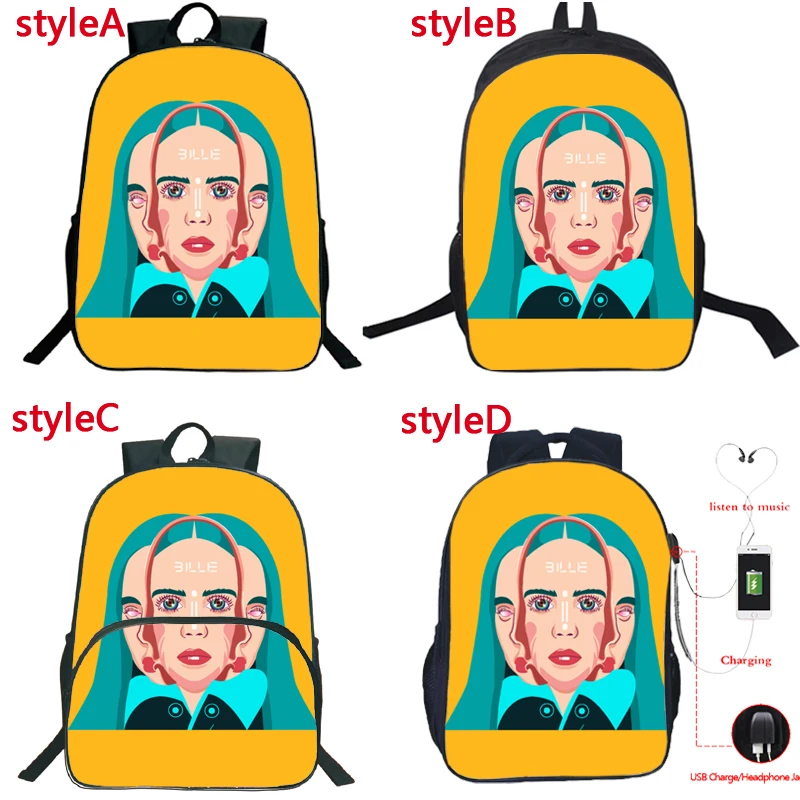 Высокое качество 4 стиля Billie Eilish рюкзак для мальчиков и девочек школьные сумки для студентов рюкзак ребенок обратно в школу подарок Подростковая дорожная сумка - Цвет: 3