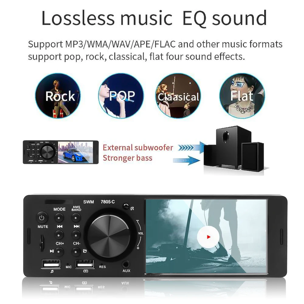 

Bluetooth 4.0 Multimedia Autoradio FM Aux 4.1 Inch HD Touch Screen For Car Radio Rear Camera MP5 Stereo Audio MP3 Music Player