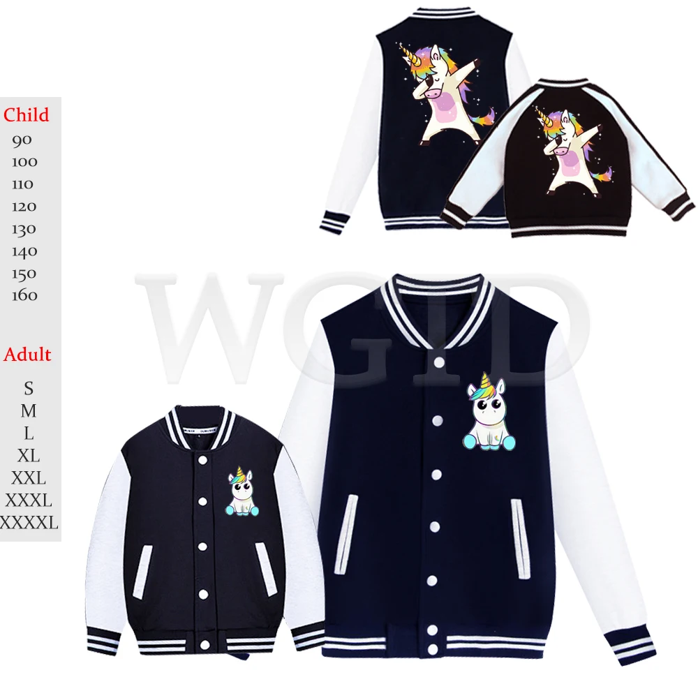 

2019 New Winter Clothes Toddler Family Matching Outfits Unicorn Print Boys Girls Jacket Baby Baseball Jacket Parent-child Outfit