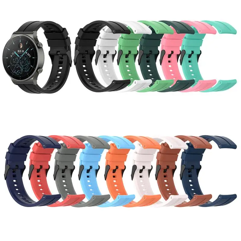 Silicone Smart Watch Bracelet For Huawei Watch GT2 Strap 22mm Strap Fashion Smart Watch Replacement With Black Steel Buckle