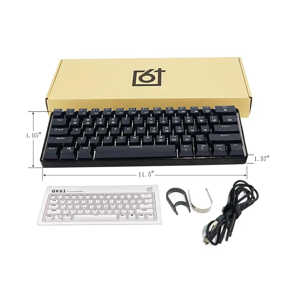 US $53.35 GK61 61 Key LED Backlit Axis Gaming Mechanical Keyboard USB Wired Mechanical Keyboard For Desktop Gaming