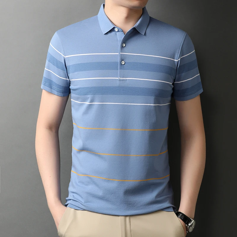 

Top Grade Summer Brand Designer Men's Polo Shirt Cotton Spandex Short Sleeve Casual Striped Tops Fashions Men Clothes Size M-4XL