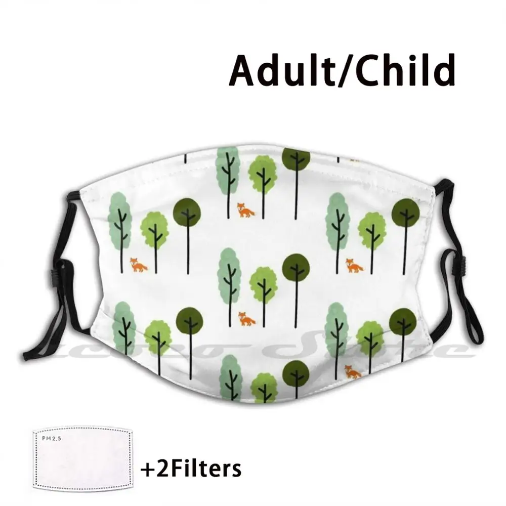 Abstract Trees And Fox Print Mask Adult Child Washable Pm2.5 Filter Logo Creativity Tree Foxes Leaves Forest Red | Аксессуары для