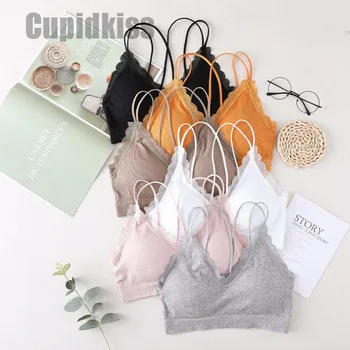 

2019 ladies bra seamless sexy lace tube top wrapped chest Siamese cup sexy bra ladies underwear free shipping