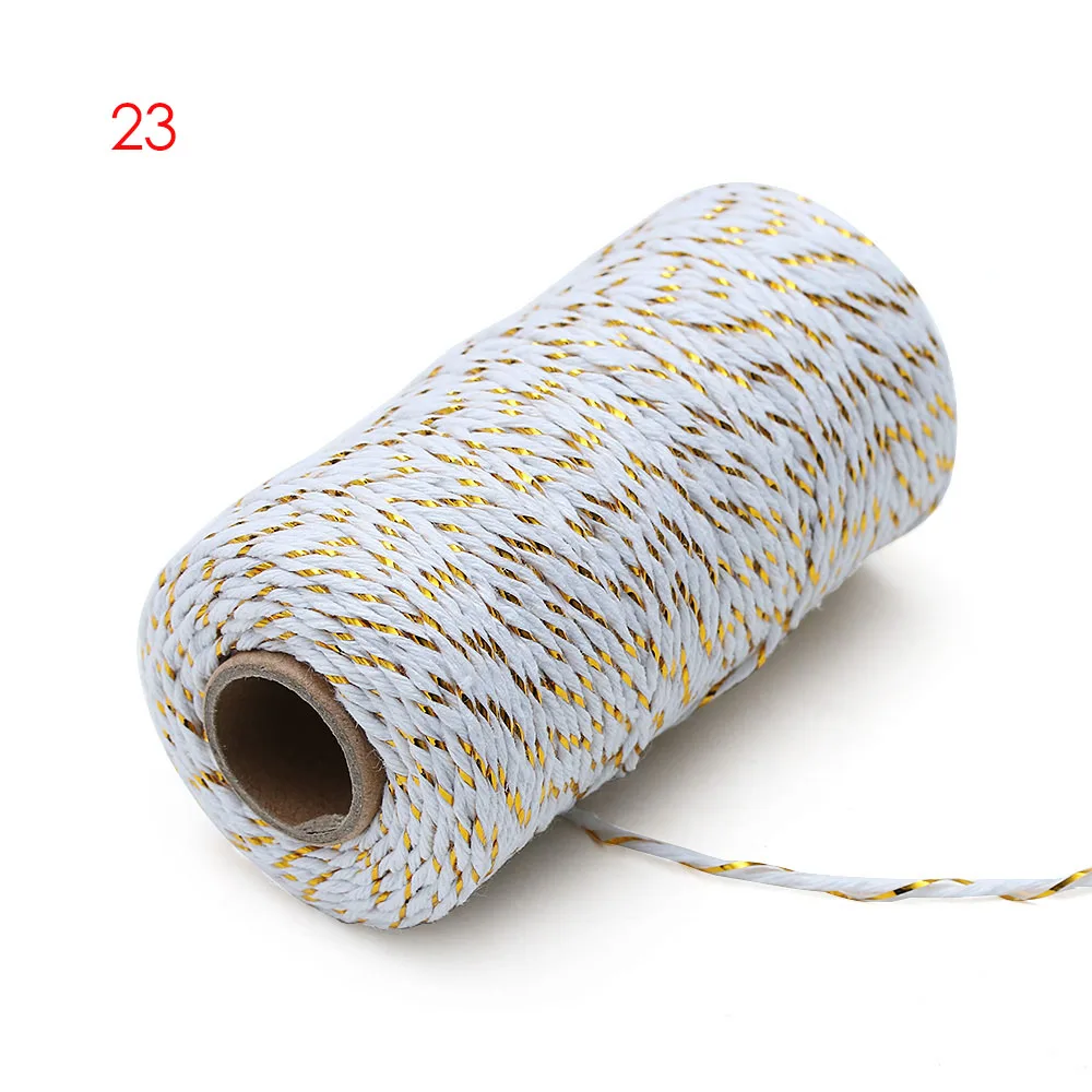 1Roll 100m 25Colors Cotton Twine String Cords Packing Craft Projects Handmade Christmas Home Decor Gift Sewing DIY Rope Crafts - Color: 23