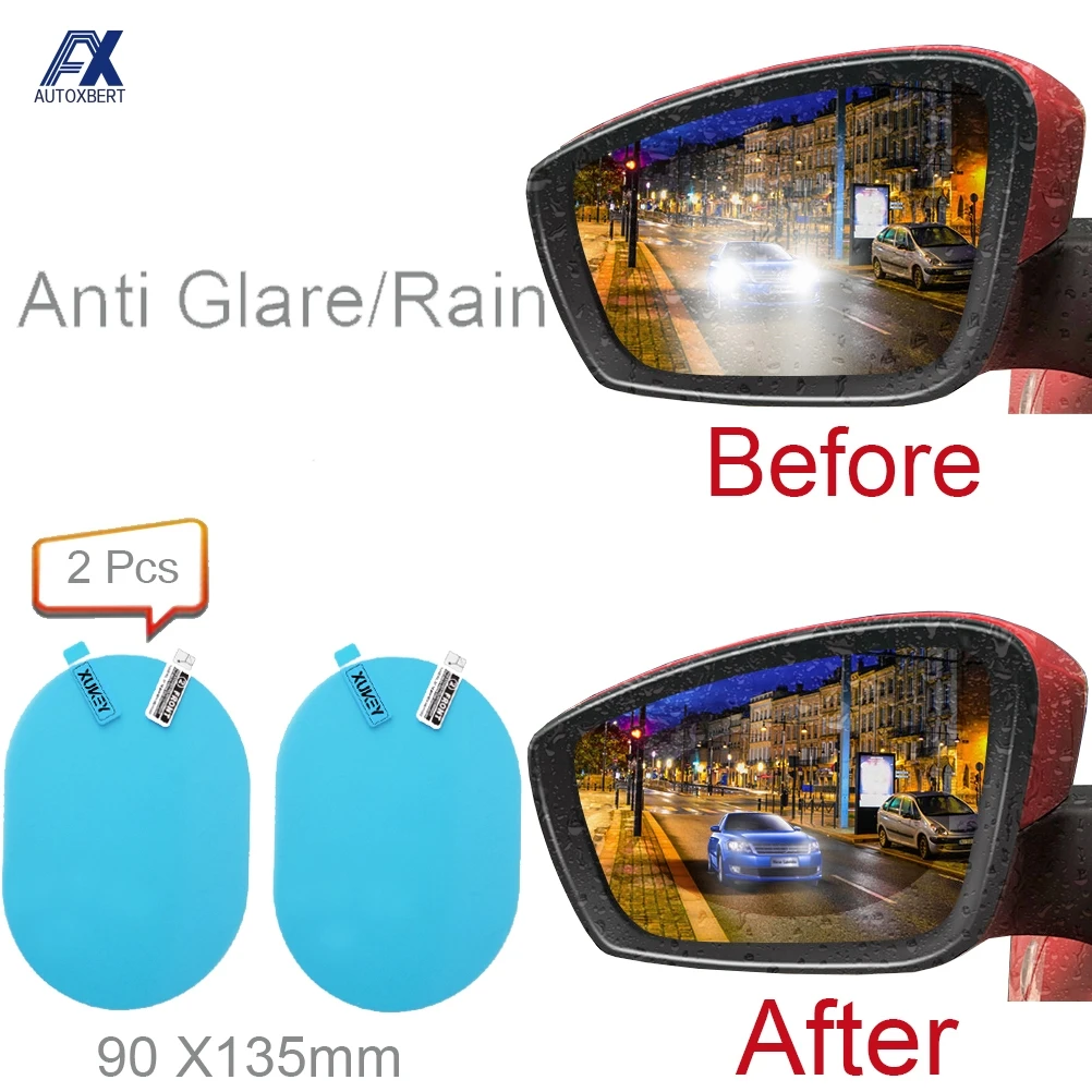1 par de lluvia antirreflectante para coche, espejo retrovisor hidrofóbico, película protectora impermeable, accesorios para automóvil