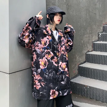 

Lychee Girls Large Floral Print Women Shirt Blouse Full Print Buttons Female Shirts Tops Vintage Loose Spring Lady Blouses