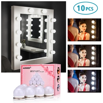 

LED 12V Makeup Mirror Light Bulb Hollywood Vanity Lights Stepless Dimmable Wall Lamp 10 Bulbs Kit for Dressing Table