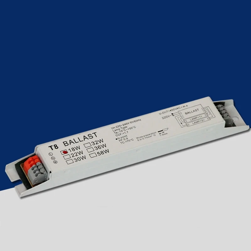 Équipement Ballast électronique T8 1x18W/1x58W Couramment Utilisé Pour Lampe Fluorescente, Ballast Léger
