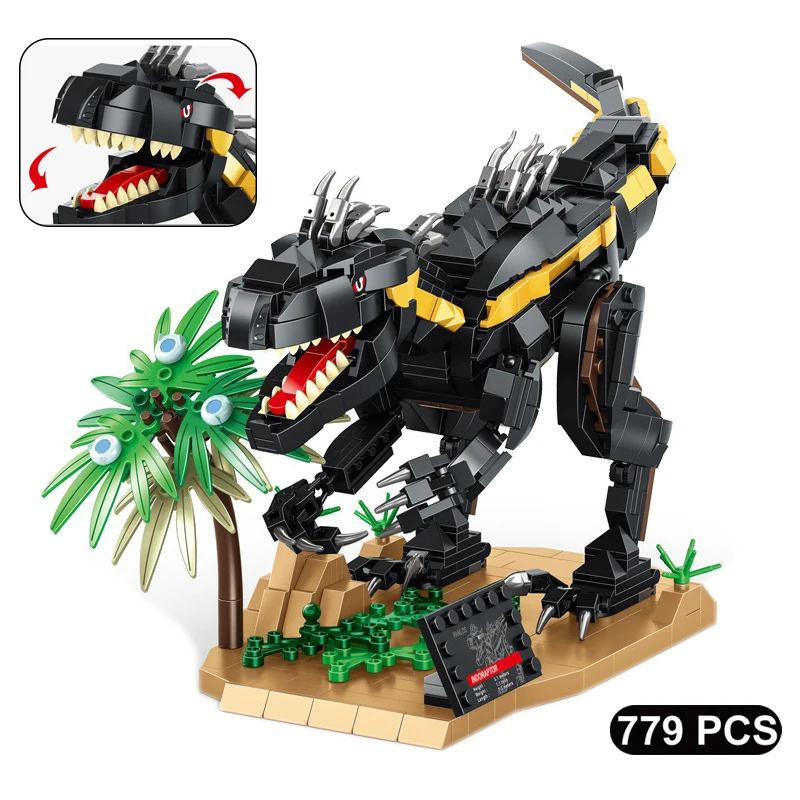 

779Pcs Jurassic Tyrannical Raptor Dinosaur Building Blocks Animal World Park Static Model Bricks Educational Toys for Boys Gifts