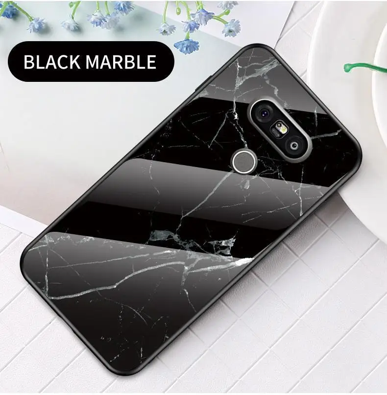 Чехлы для LG G5 G6 G7 G8 роскошный гранитный камень мраморный узор силиконовый бампер закаленное стекло Чехлы Защитные чехлы