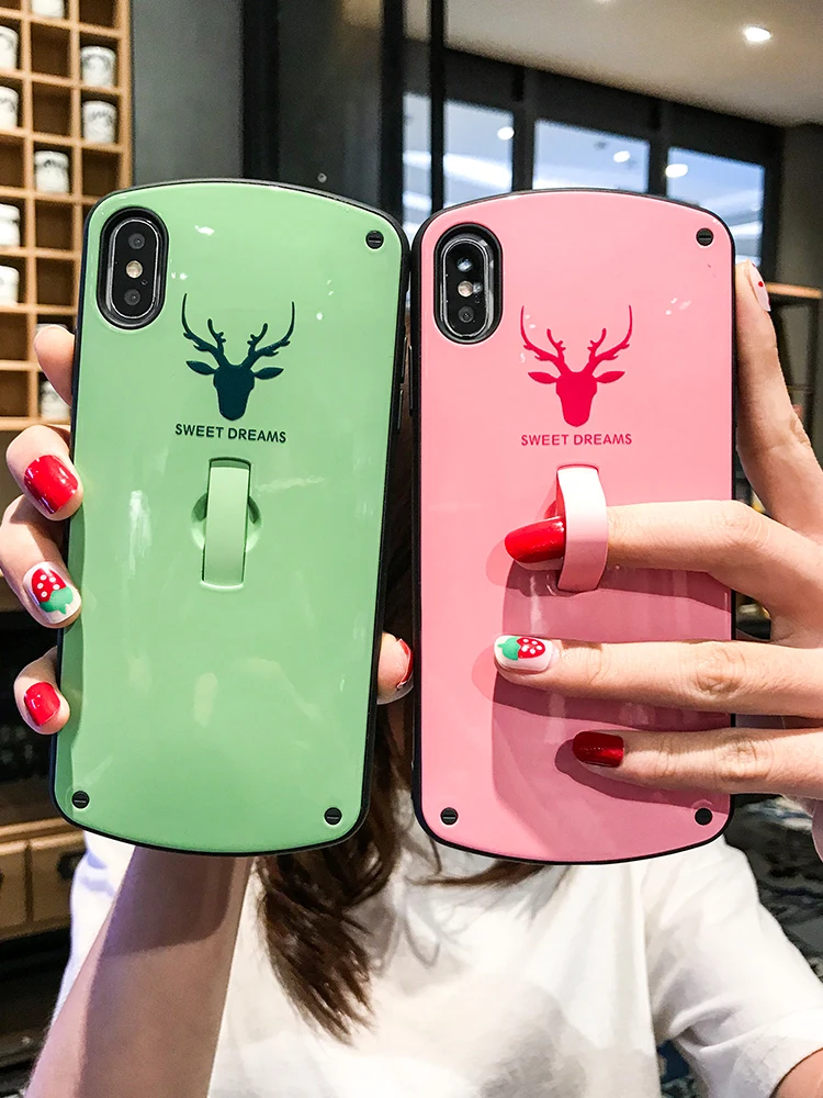 Роскошный Овальный чехол для телефона с лосем для IPhone 11 Pro XS Max XR 7 8 6S Plus, милый силиконовый чехол с защитой от падения