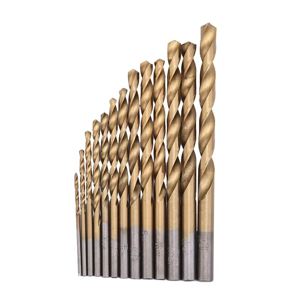 

13Pcs Twist Drill Bit High Speed Steel Titanium Twist Step Drill Coated Twist Drill Bit Set Pocket Hole Jig Kit Guide Power Tool