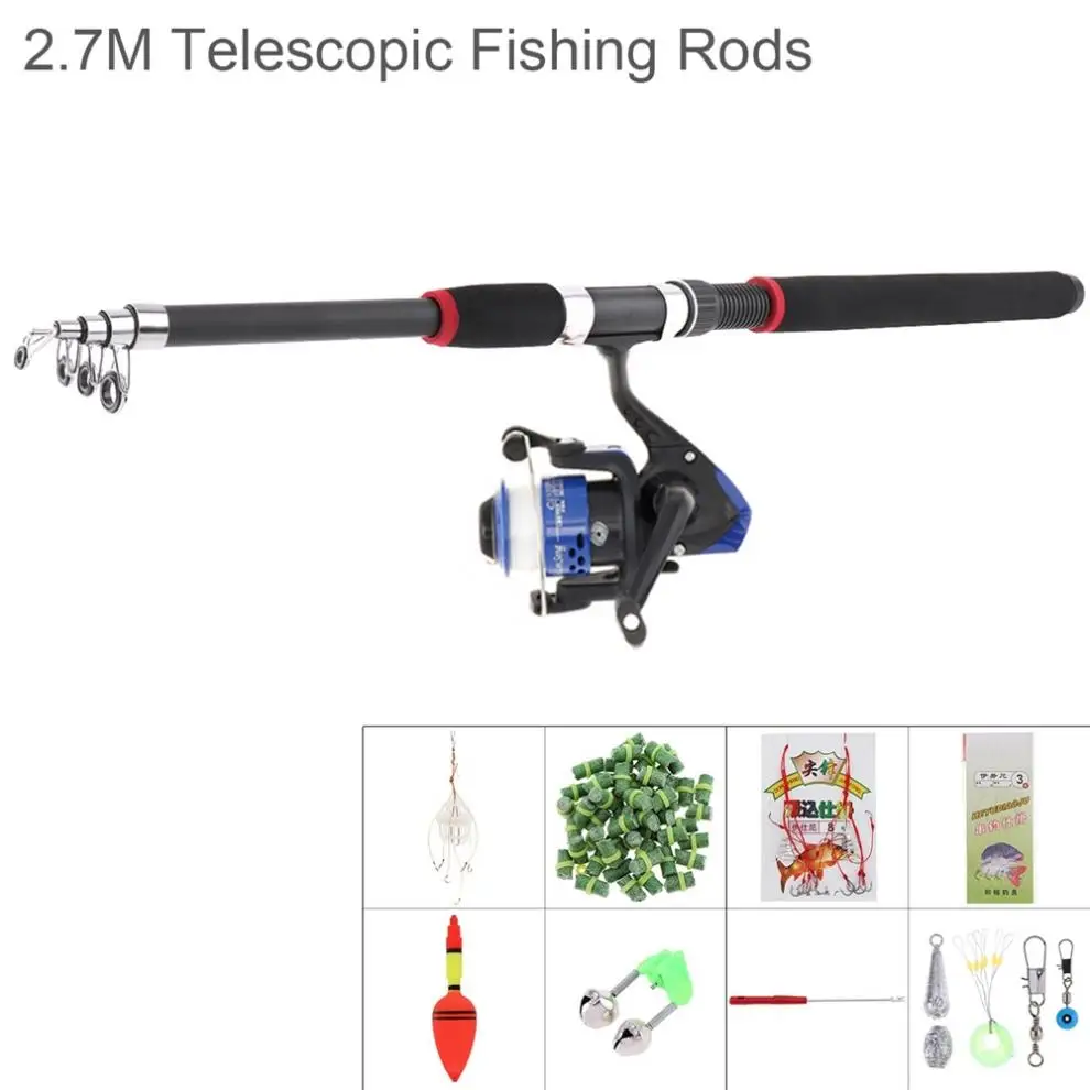 2.1m 2.4m Fishing Rod Reel Line Combo Full Kits Spinning Reel Pole