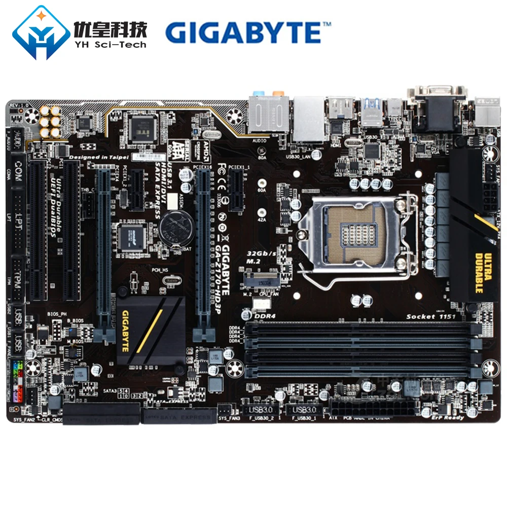 

Original Used Desktop Motherboard Gigabyte GA-Z170-HD3P Z170 Socket LGA 1151 Core i7/i5/i3/Pentium/Celeron DDR4 64GB ATX